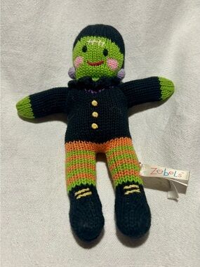 Zubels Frank E. Bolts Frankenstein Hand Knit Doll Halloween Rattle